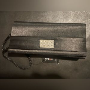 CLASSY BLACK CLUTCH WITH SILVER EMBELLISHMENT